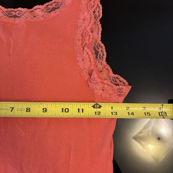 Y2K‎ Tank Top Lave Trim V-Neck Ruffle Hem orange Apt 9 M Fairy 100% Cotton - Picture 5 of 5